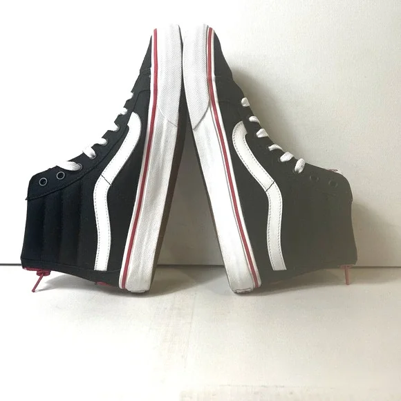 Vans SK8-Hi Sneakers Skate Women's 8.5 Lace Up Mens 7 Black Red Canvas Zip Heart - Picture 7 of 12